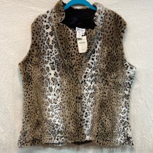 Coldwater Creek Leopard Faux Fur Vest Brand New
